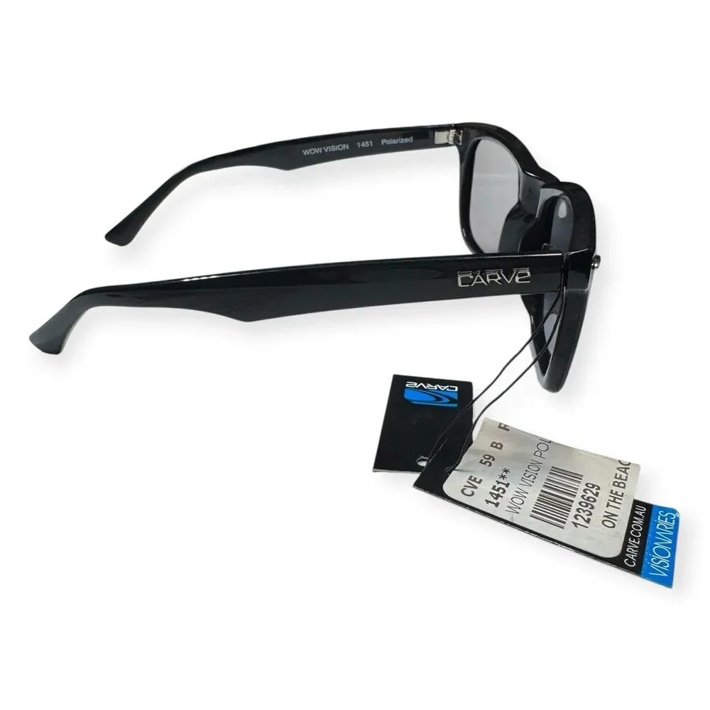 Carve Wow Vision Polarized Sunglasses Black‎ Frame Gray Injected Lenses BNWT